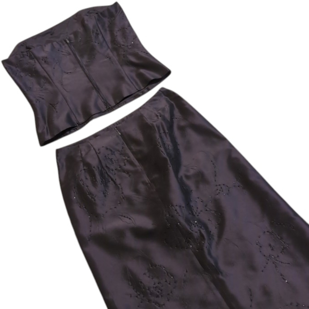 ANN TAYLOR Dark Purple Satin Embroidered Formal Set – Size 6 & 8 - Picture 3 of 11